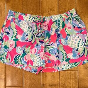 Lilly Pulitzer Katia Raise the Bar  Pink Multicolor Tropical Athletic Shorts